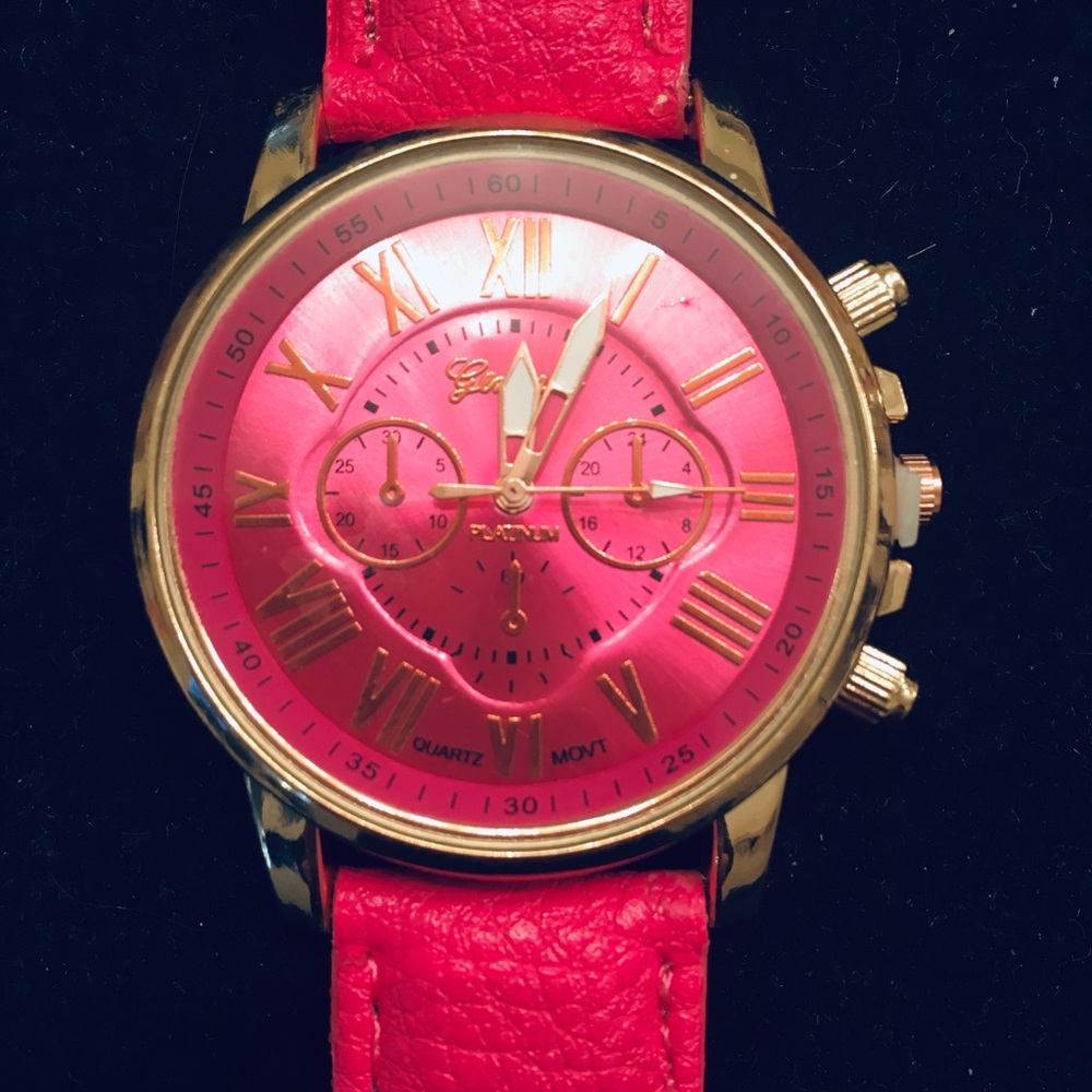 Watch Hot Pink Gold Accent